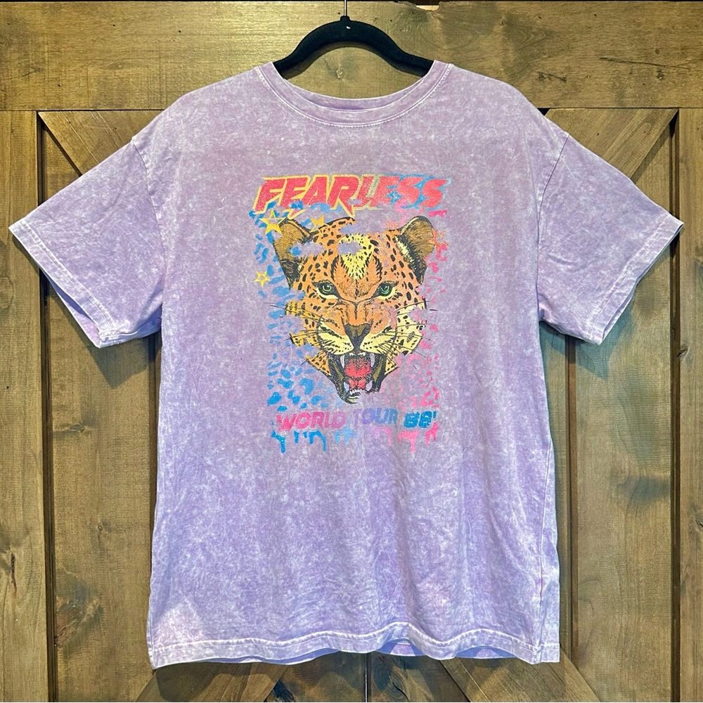 12PM Brand Lavender Mineral Wash Graphic Tee Sz M